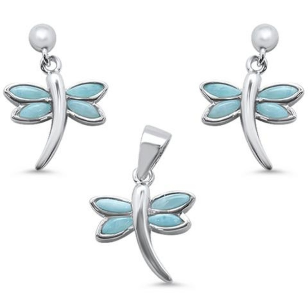 natural larimar.925 sterling silver pendant